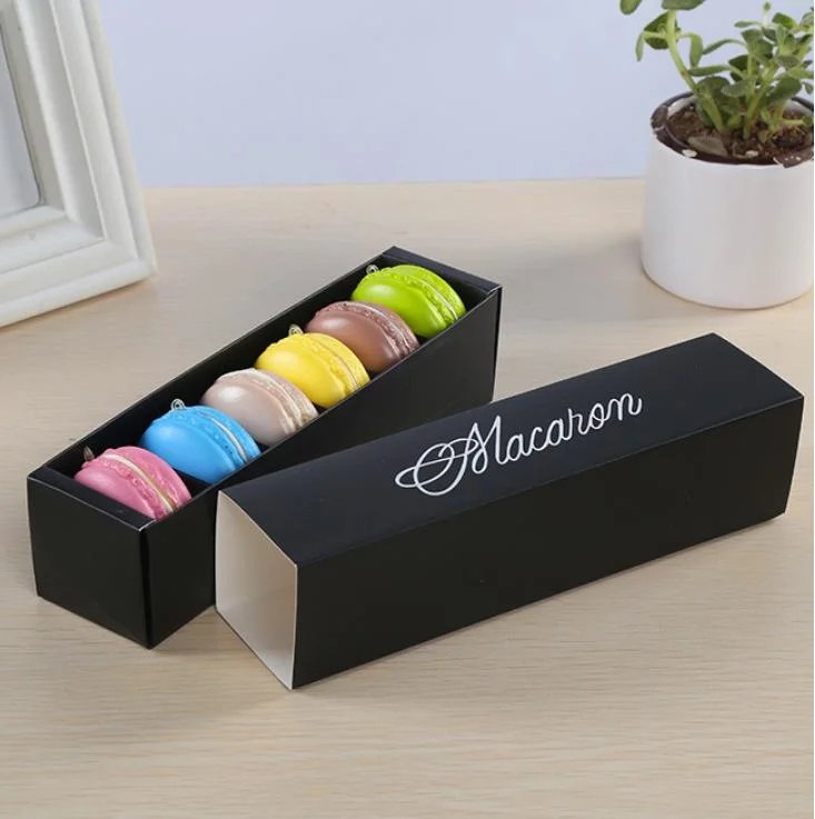 Macaron Packaging Box with 6 Pieces Clear Plastic Suction Paper Box and Drawer Type Macaron Paper Box